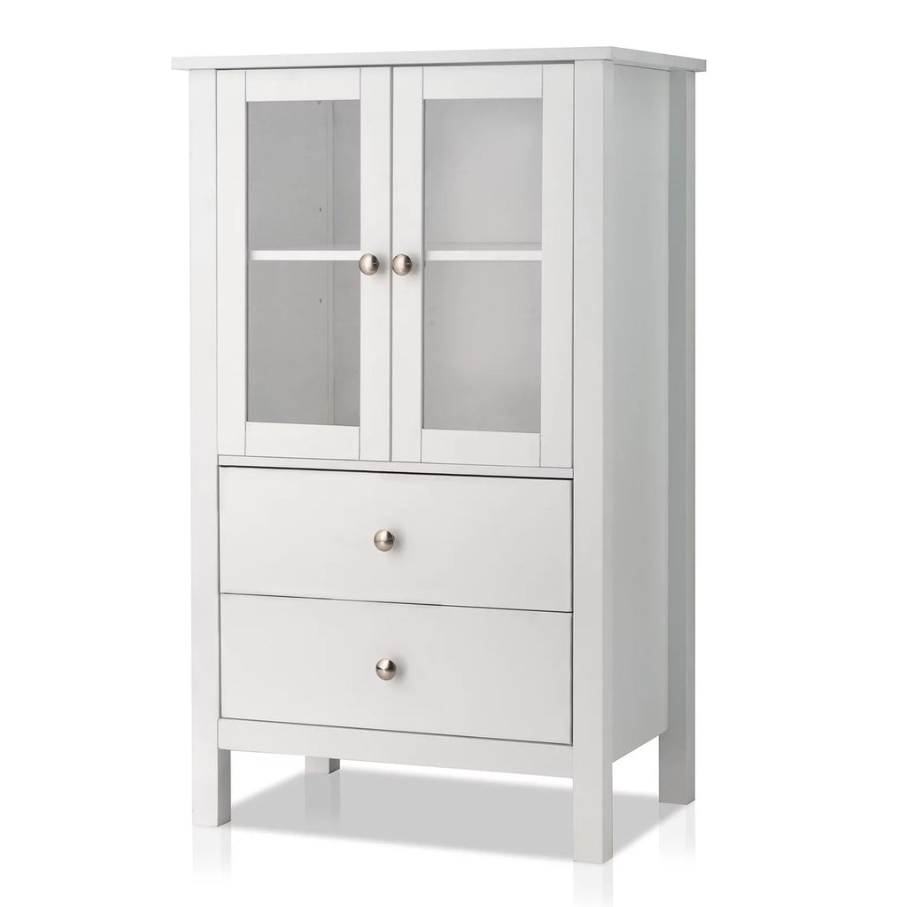 White Free Standing Bathroom Cabinet with Drawer and Shelf V95321