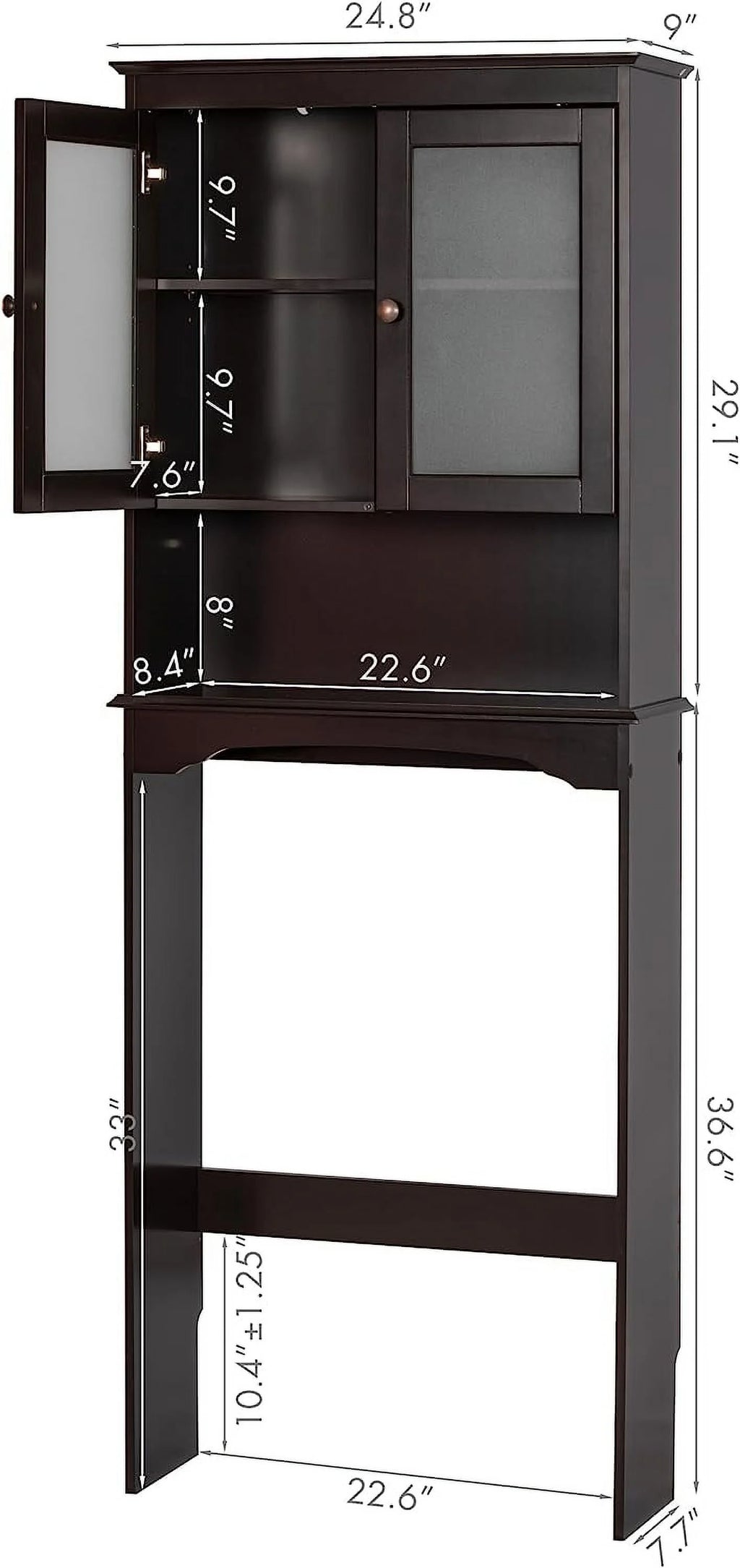 Over The Toilet Storage Cabinet with Glass Doors T7784