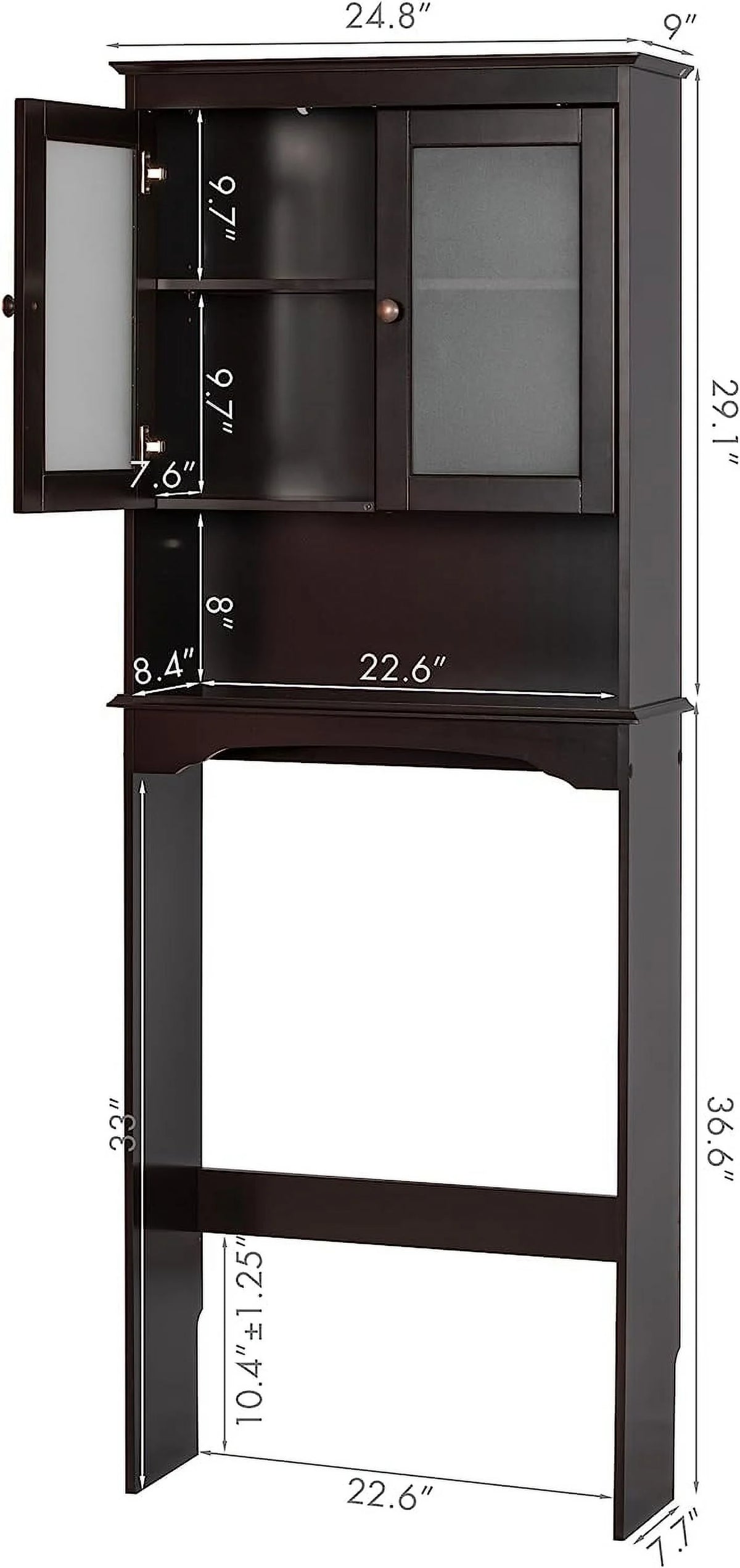 Over The Toilet Storage Cabinet with Glass Doors T7784