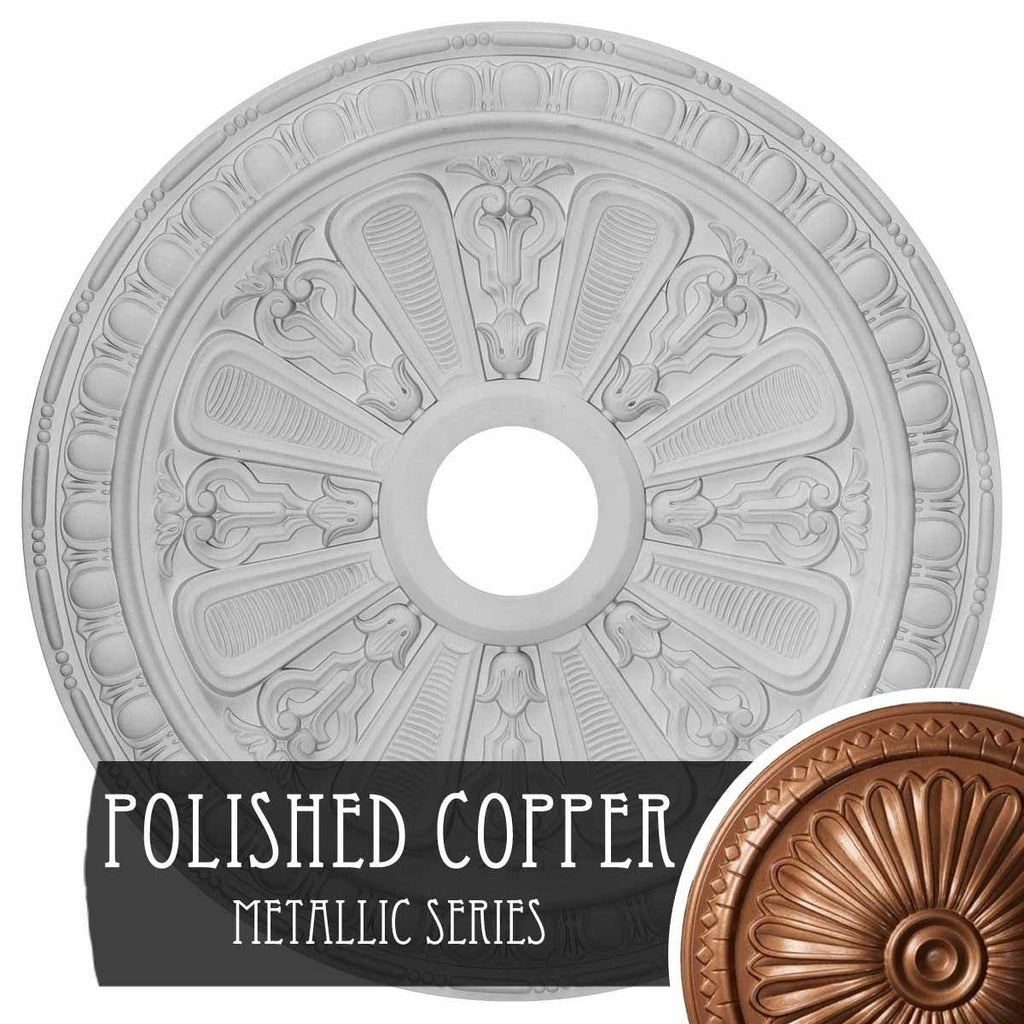 Hand-Painted Polished Copper Ceiling Medallion U18478