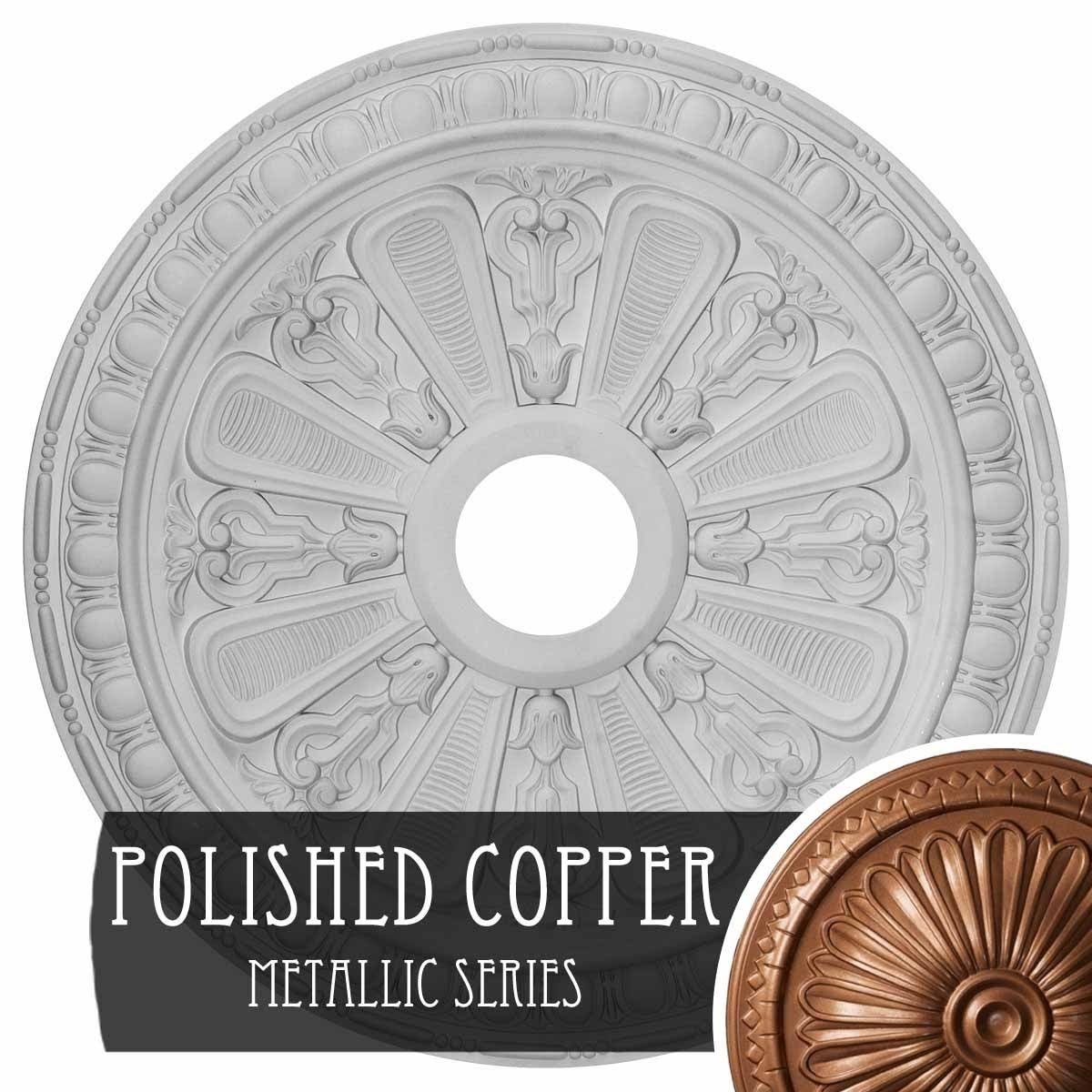 Hand-Painted Polished Copper Ceiling Medallion U18478
