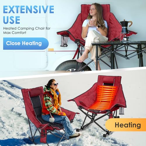 XL Oversized Heated Rocking Camping Chair with 3 Heat Levels J33600