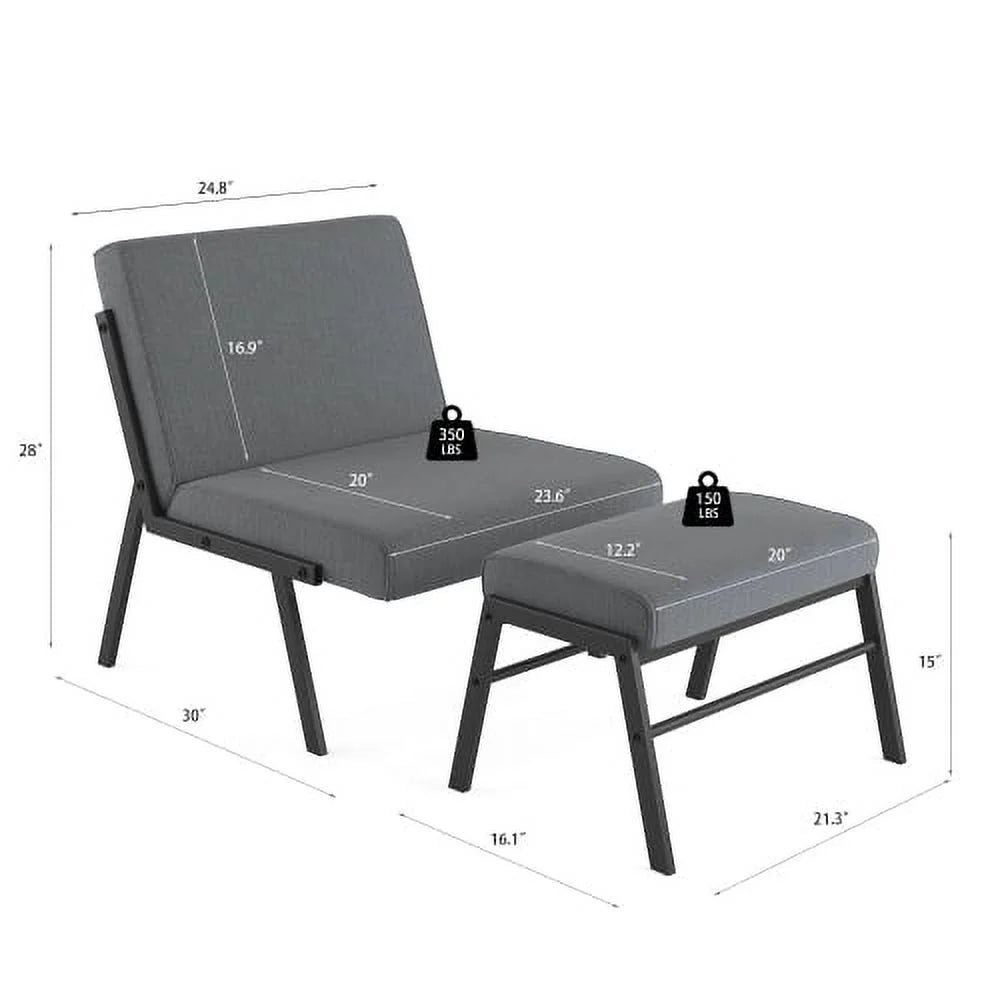 Linen Accent Chair with Ottoman W834