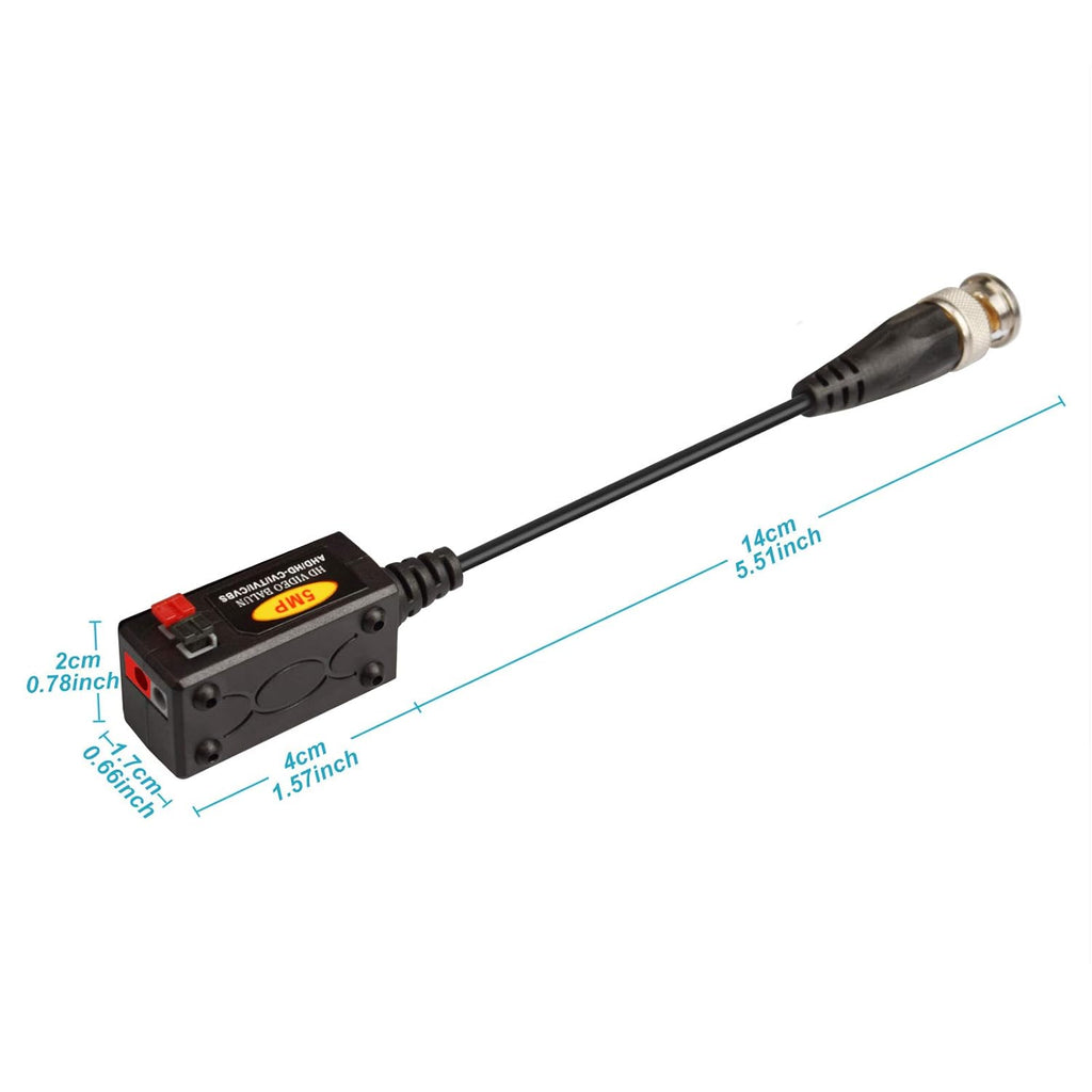 20 Pairs Passive HD BNC Video Balun Transceiver Transmitter AHD/TVI/CVI/CVBS Cable Connectors for CCTV Security Cameras I3575
