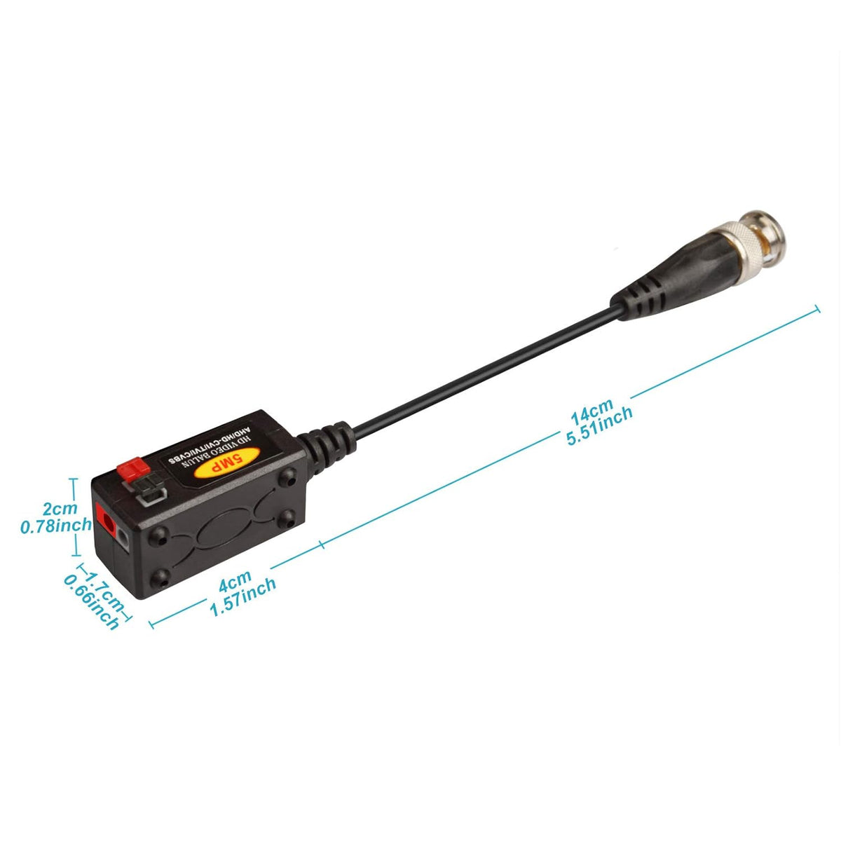 20 Pairs Passive HD BNC Video Balun Transceiver Transmitter AHD/TVI/CVI/CVBS Cable Connectors for CCTV Security Cameras I3575