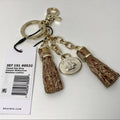 Brown Tan Double Tassel Key Ring P369