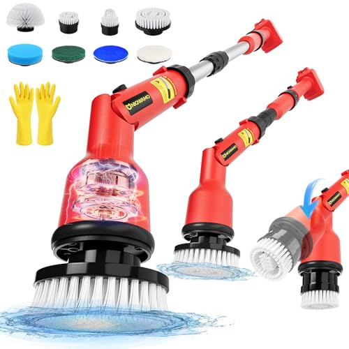Electric Spin Scrubber with Adjustable Extension Arm & 8 Brushes Y50708