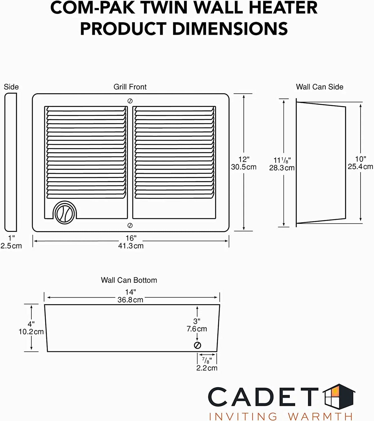 White Twin Electric Wall Heater with Thermostat S78148