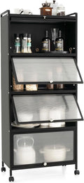 5-Tier Freestanding Kitchen Cabinet with 4 Rolling Casters R15972