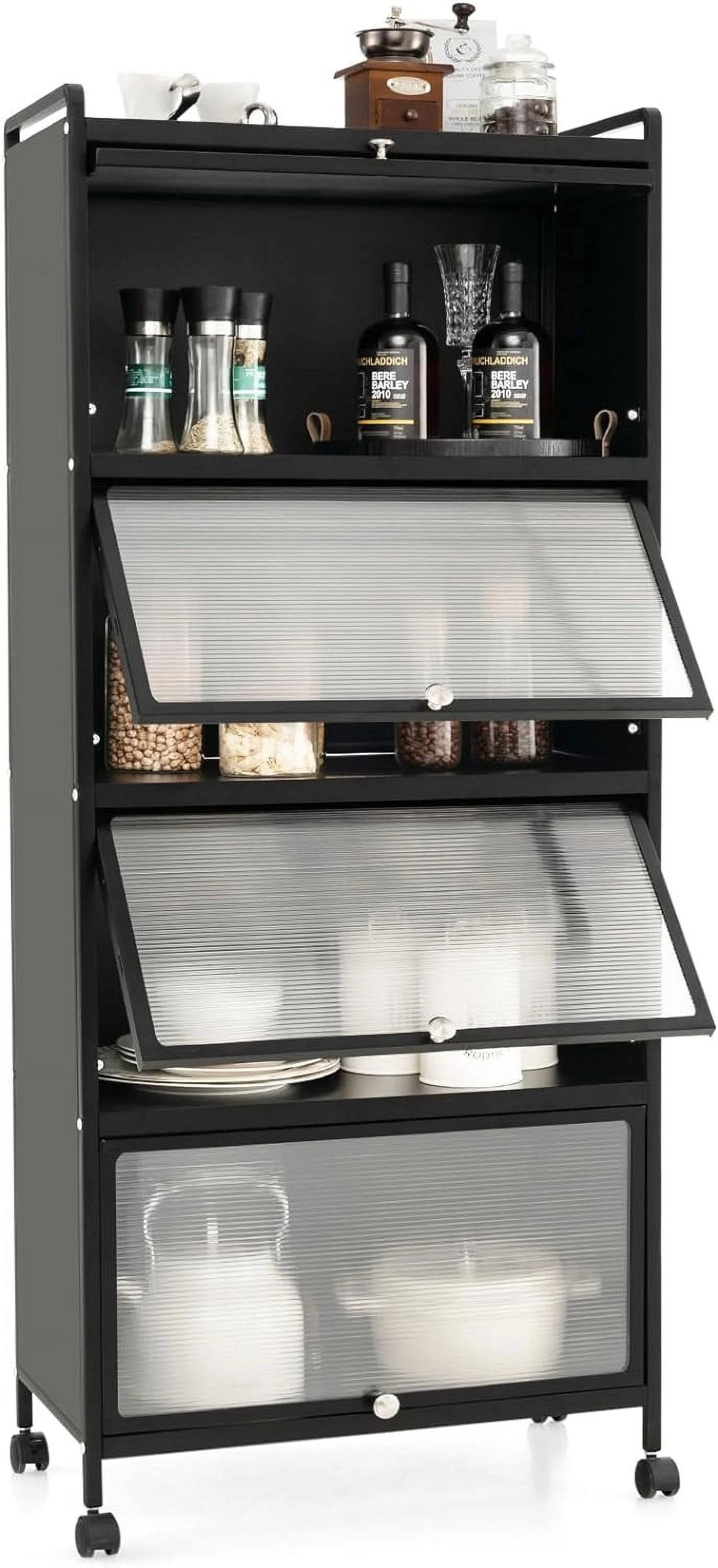 5-Tier Freestanding Kitchen Cabinet with 4 Rolling Casters R15972