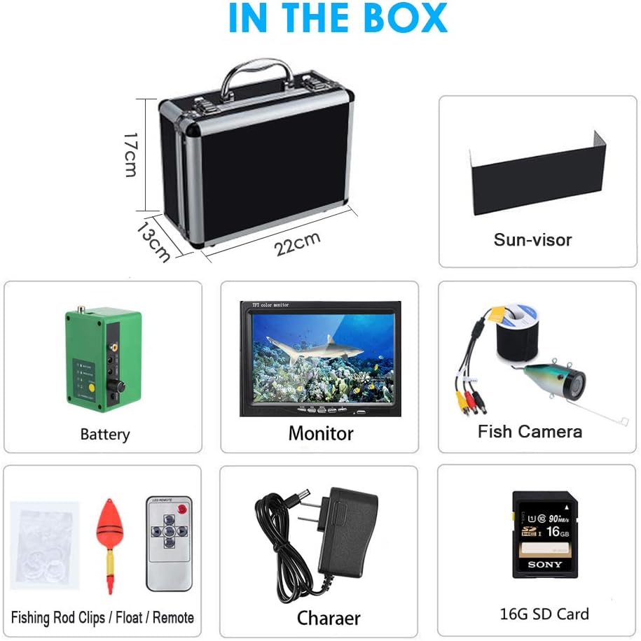 Underwater Fishing Camera with DVR IP68 7'' LCD 1080P 15m Cable Y977