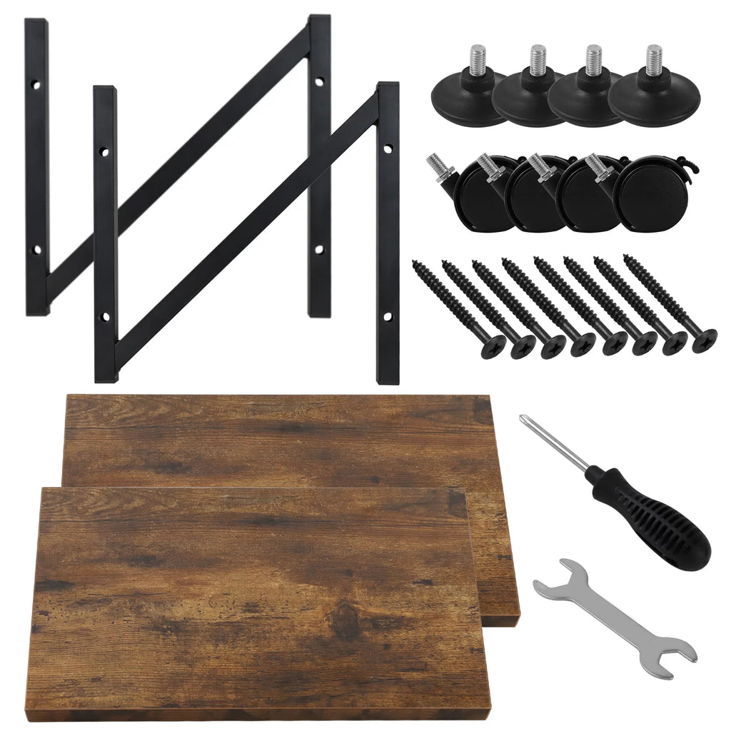 Black Brown 2-Tier Printer Stand with Wheels Y7176