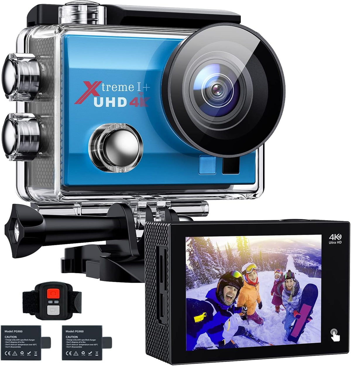 4K 20MP Action Camera 131FT Waterproof with Dual Microphone, EIS, WiFi, Remote Control, 2 Batteries and Mounting Accessories Kit (Black) Pack of 2 A4056