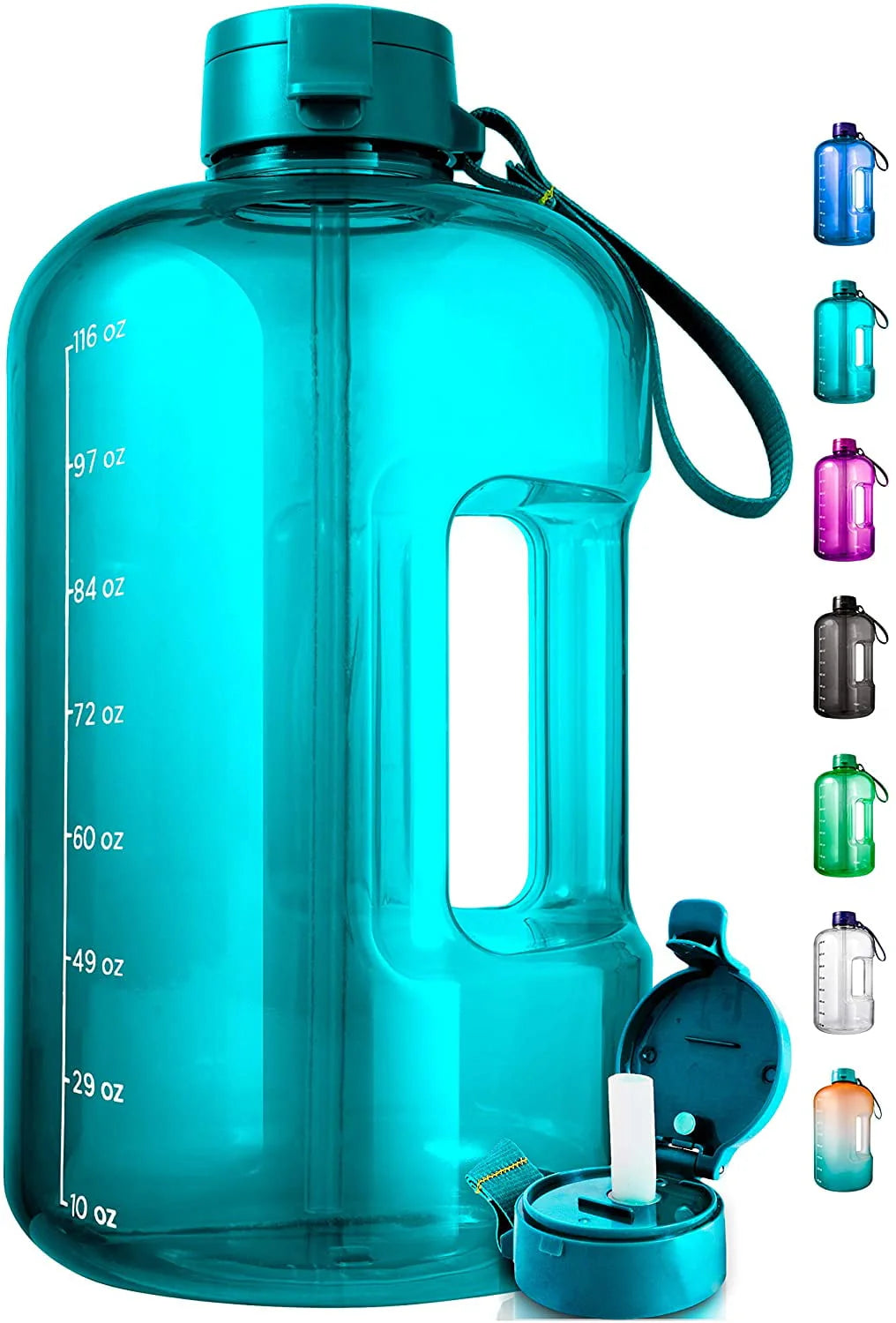 1 Gallon Gray Water Bottle with Time Marker D4632