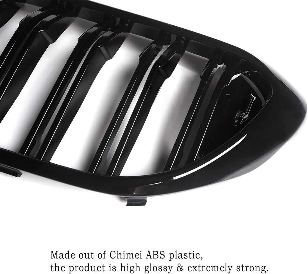 ABS Gloss Black Front Kidney Grille Grill Pack of 2 A345