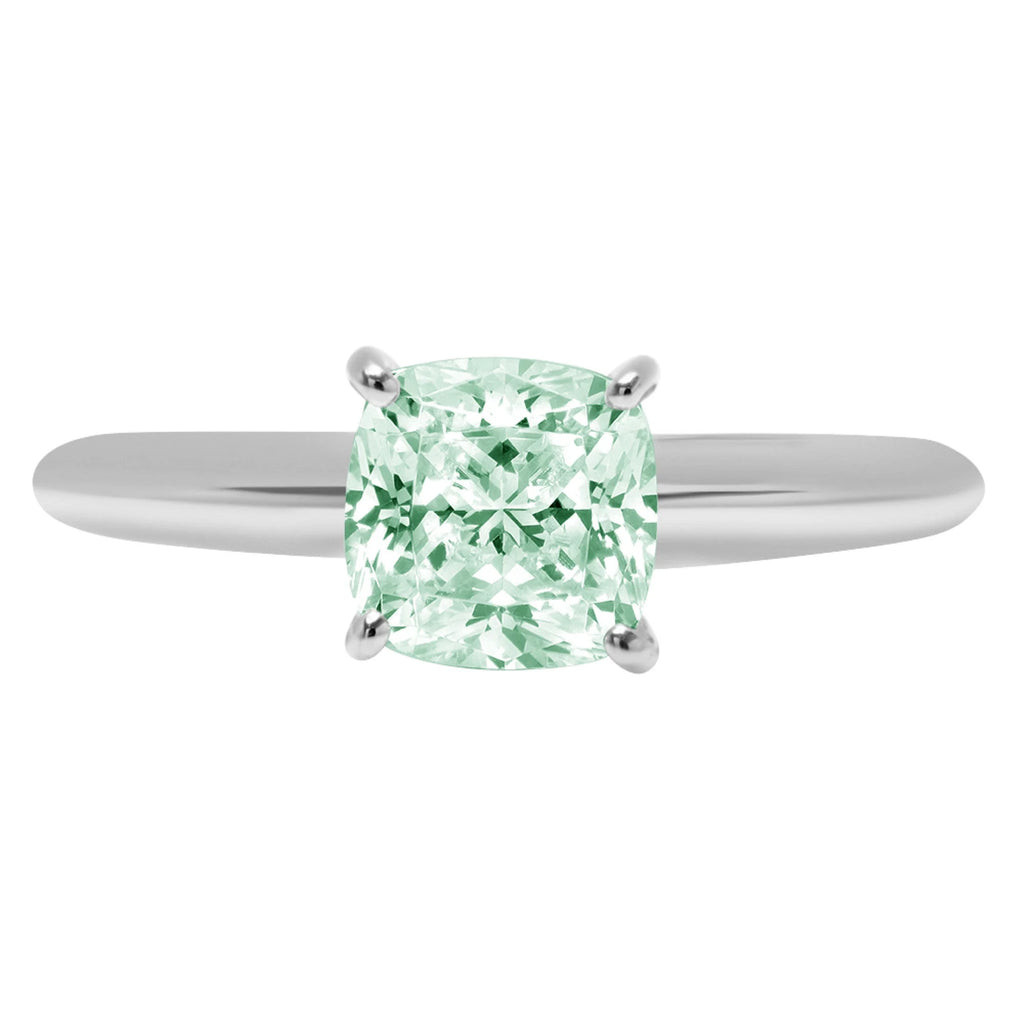 2.0ct Cushion Cut Blue Moissanite 18k White Gold Ring Size 3.75 C963970