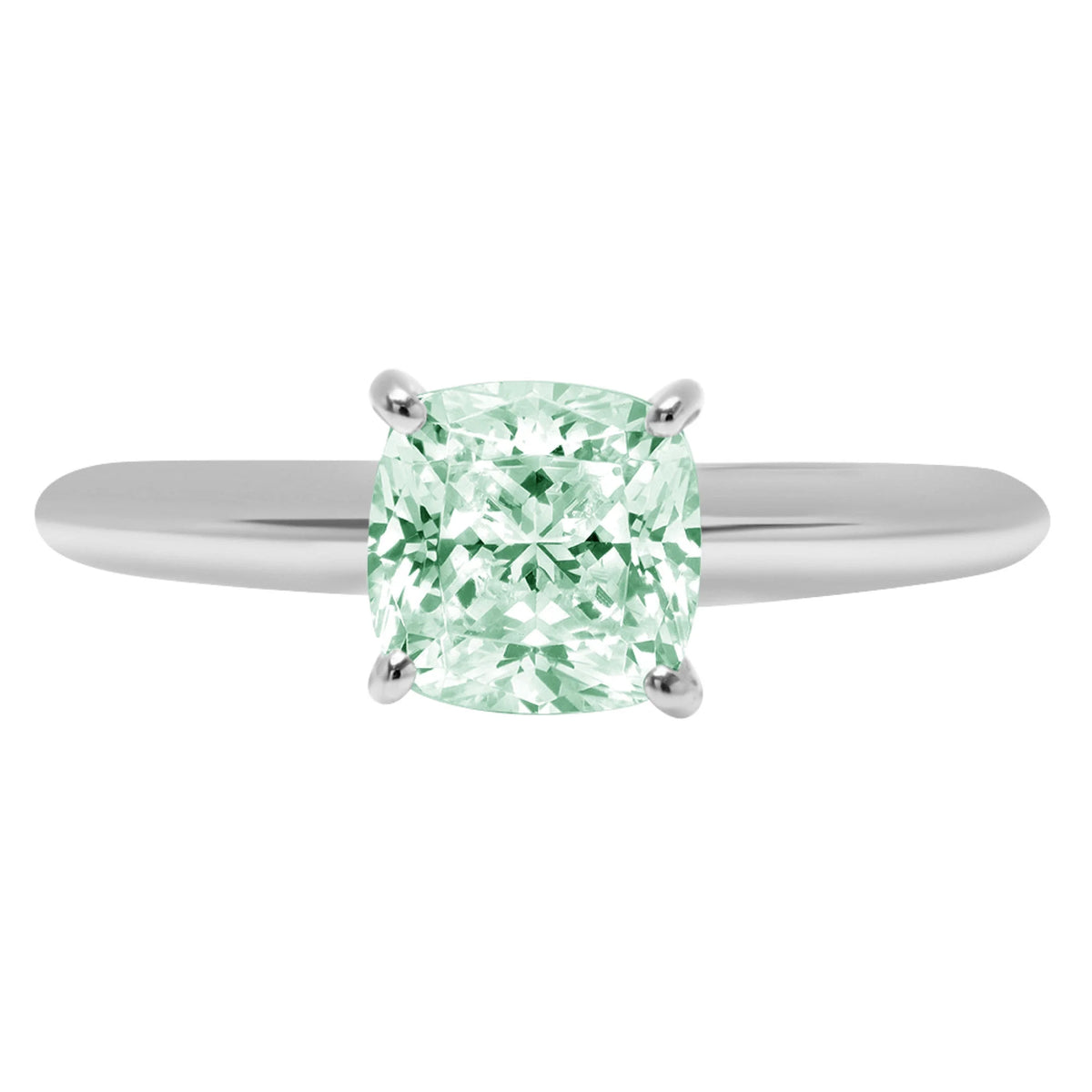 2.0ct Cushion Cut Blue Moissanite 18k White Gold Ring Size 3.75 C963970