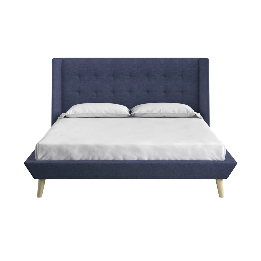 Queen Light Gray Linen Upholstered Bed F291219