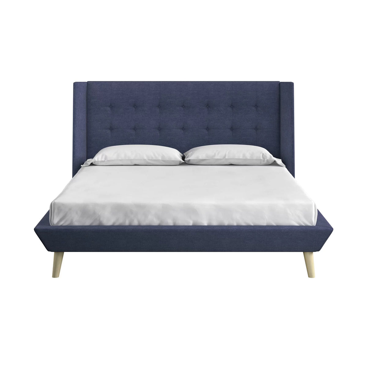 Queen Light Gray Linen Upholstered Bed F291219