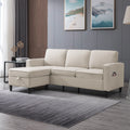Beige Convertible Sectional Sofa Couch with Storage Ottoman O210