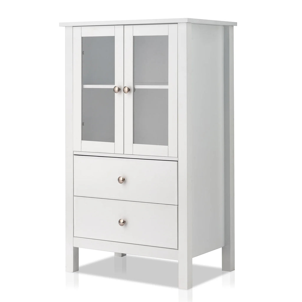 White Free Standing Bathroom Cabinet with Drawer and Shelf V95321