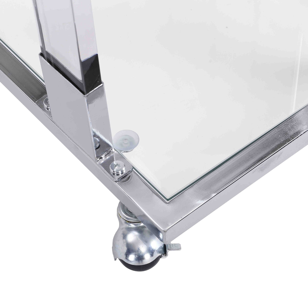 Chrome Glass C Shape Square Side Table with Metal Base X230