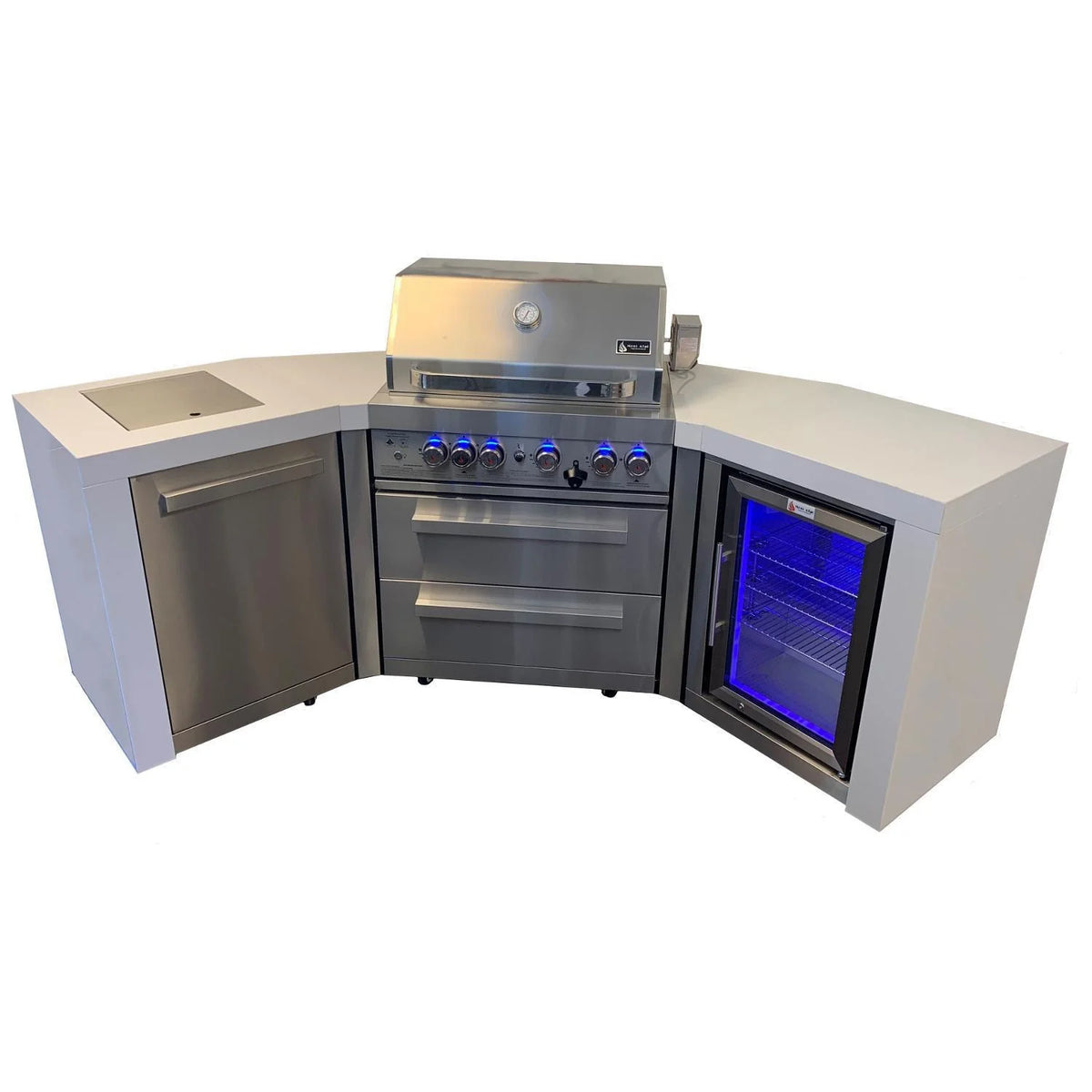 Island Grill with 45 Degree Corners and Fridge Cabinet O392664
