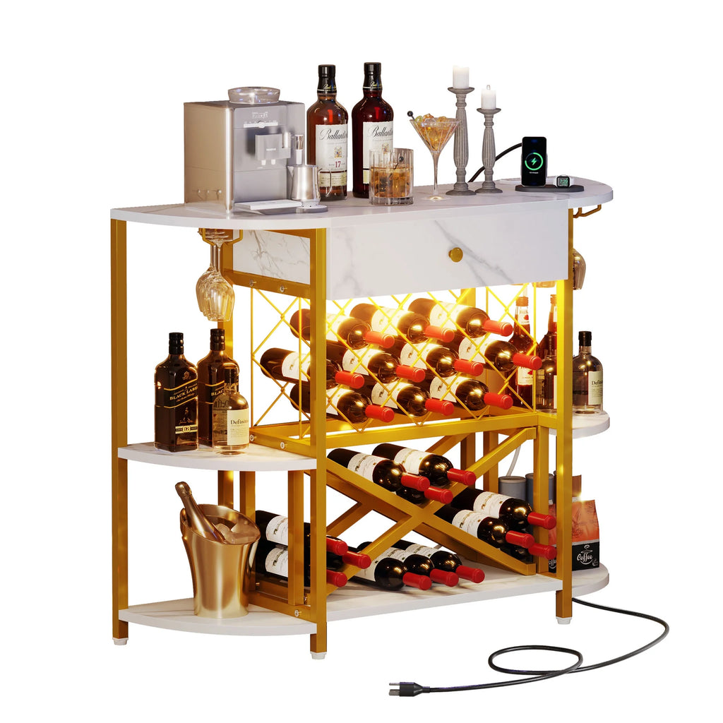 3-Tier Wine Cabinet with LED Lights and Power Outlets N224252