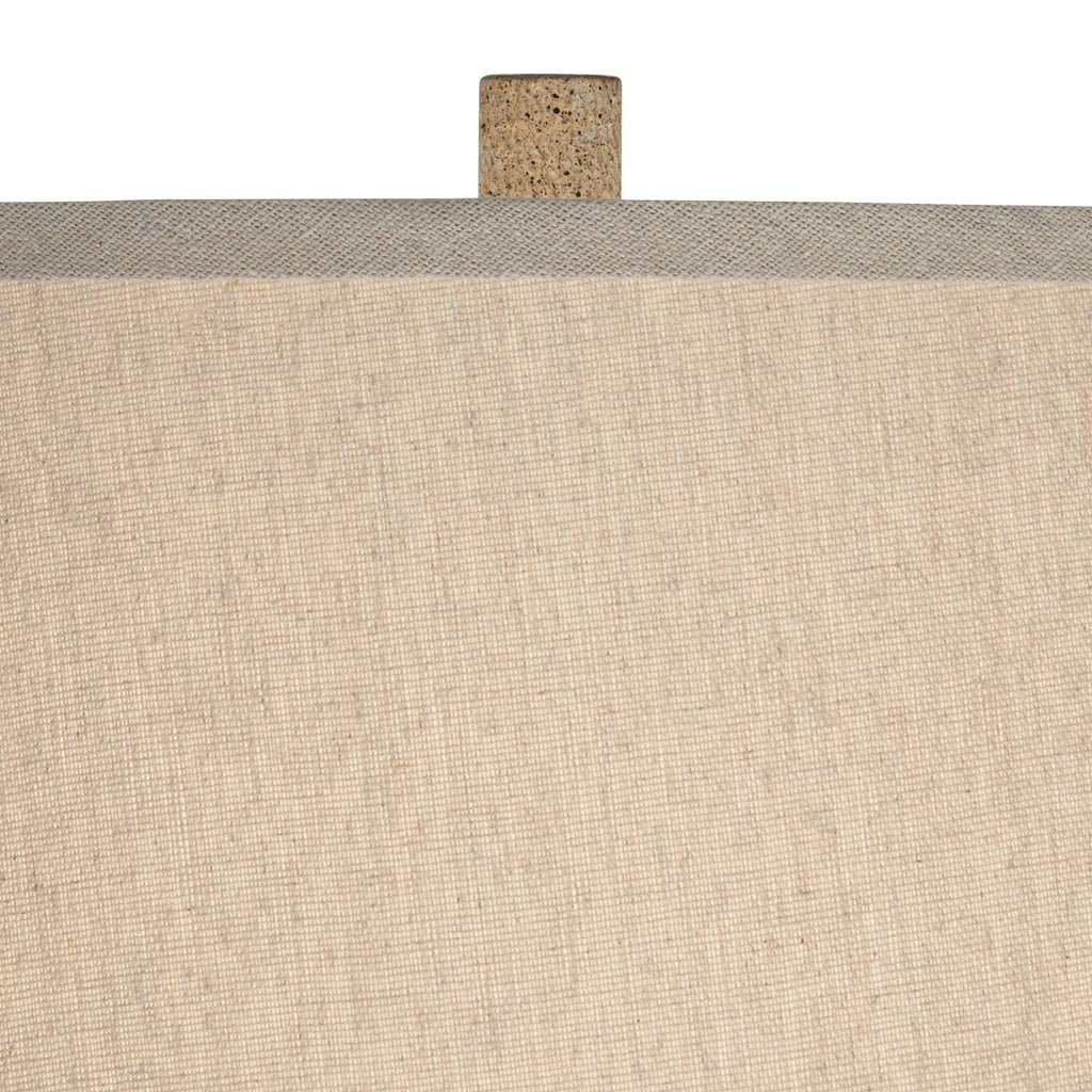 Farmhouse Rustic End Table Lamp Beige Faux Wood Oatmeal Fabric Shade M163