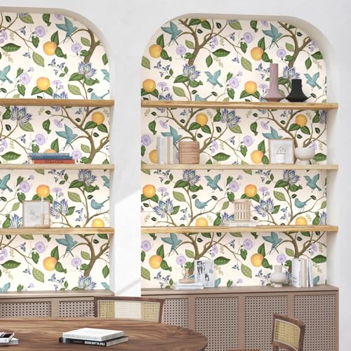 Vintage Beige Floral Peel and Stick Wallpaper 17.4" x 118" O778