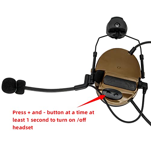 Tactical Headset with ARC Helmet Rail Mount and PTT Adapter Kenwood Plug G227819