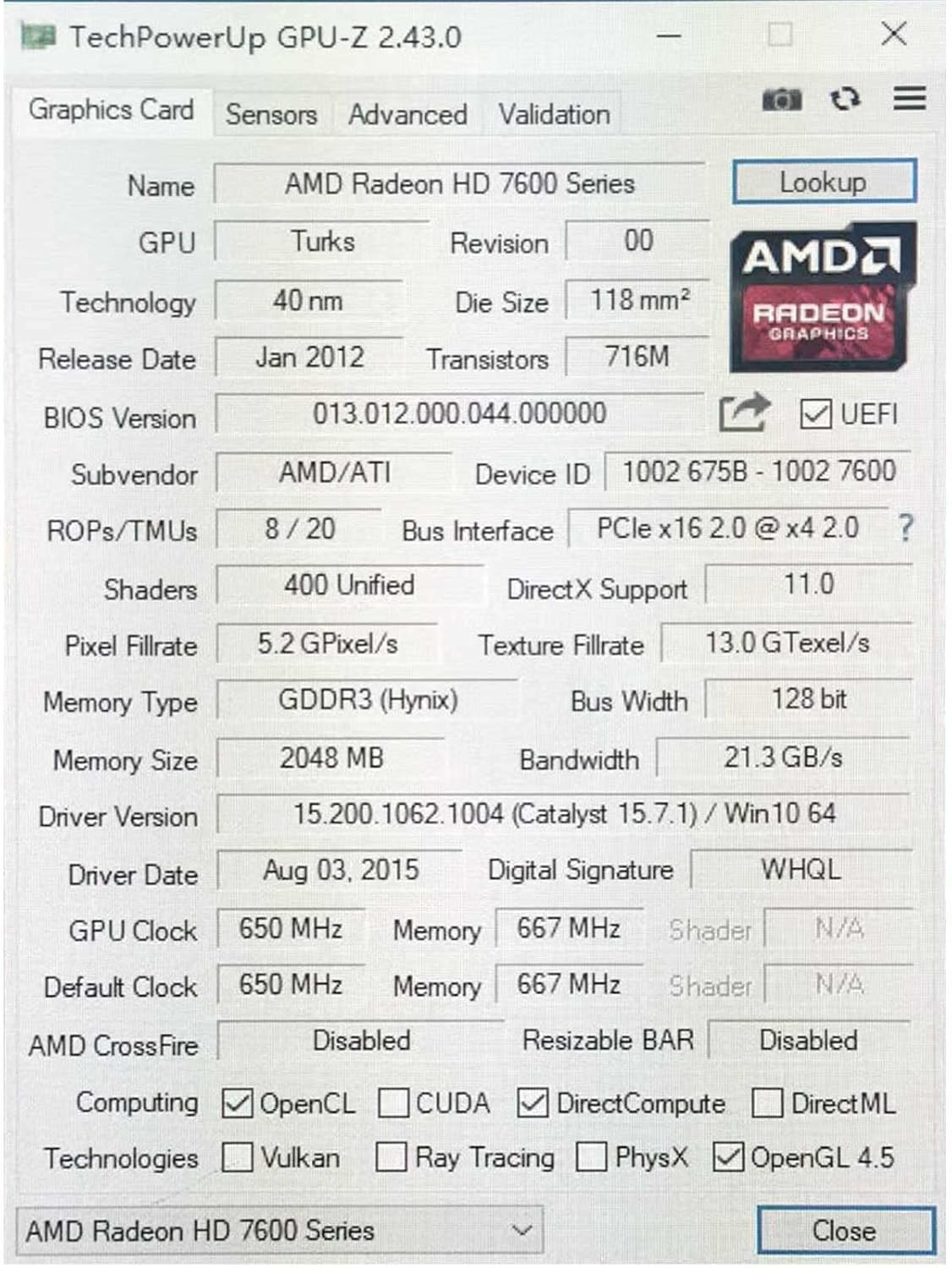2GB DDR3 Graphics Card M2743