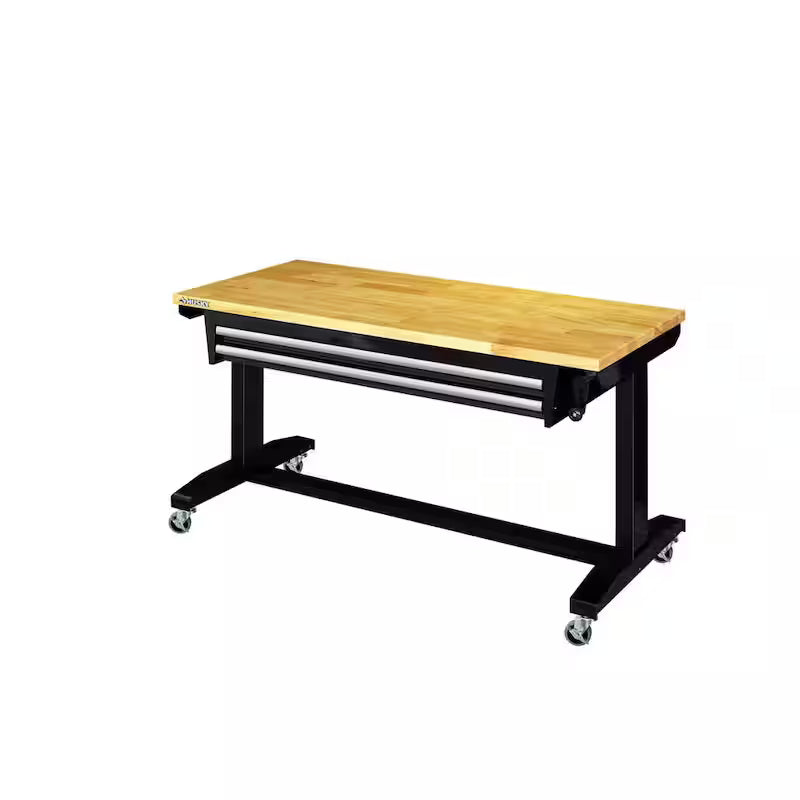 Adjustable Height Work Table with 2 Drawers in Black I103