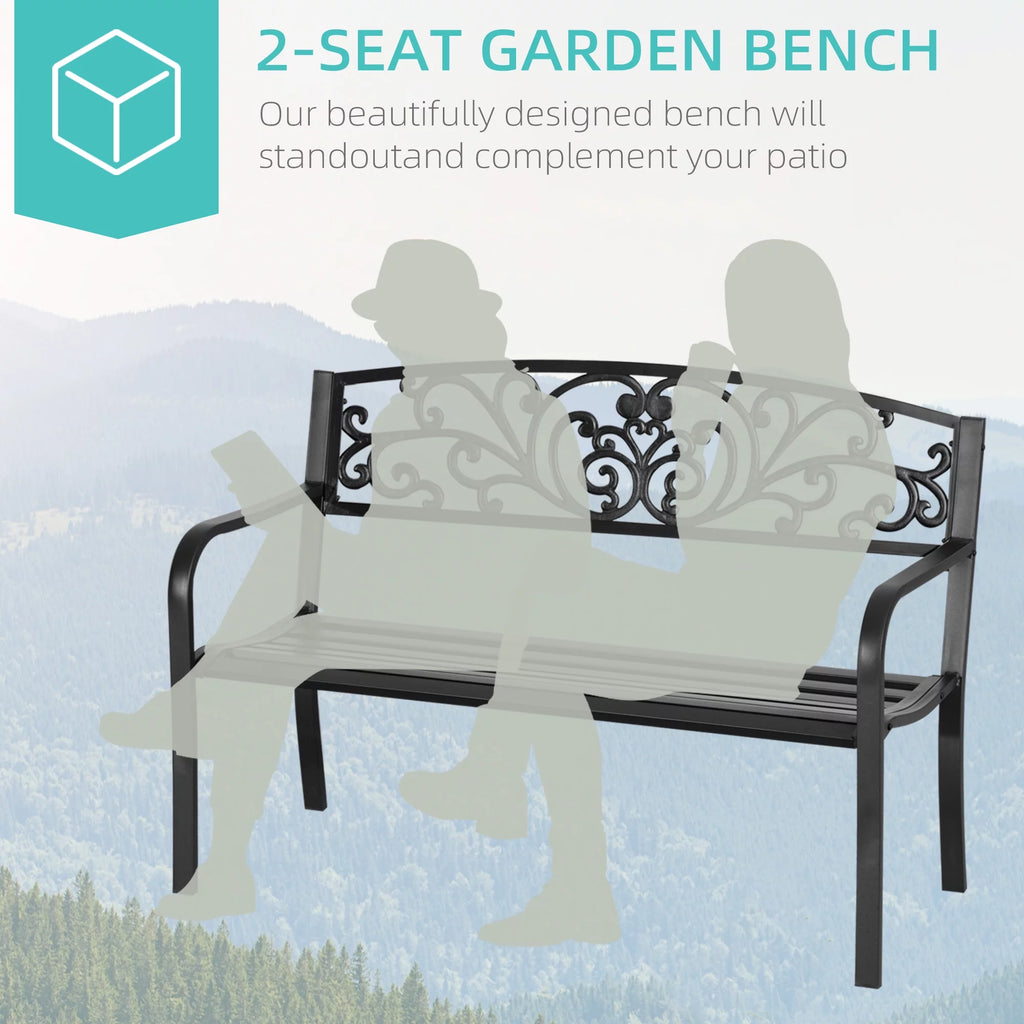 50" Steel 2 Seat Garden Bench E19663