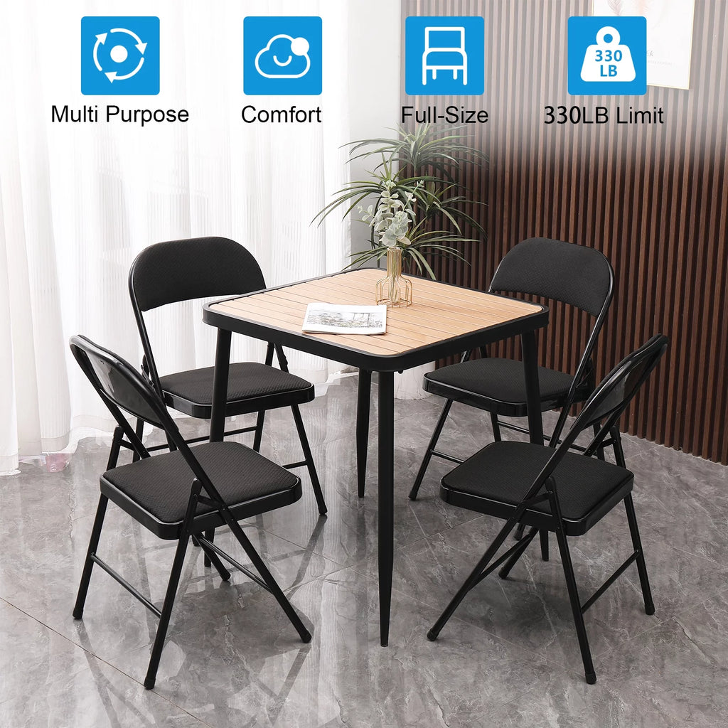 Black Fabric Padded Folding Chair 4 Pack Q345963