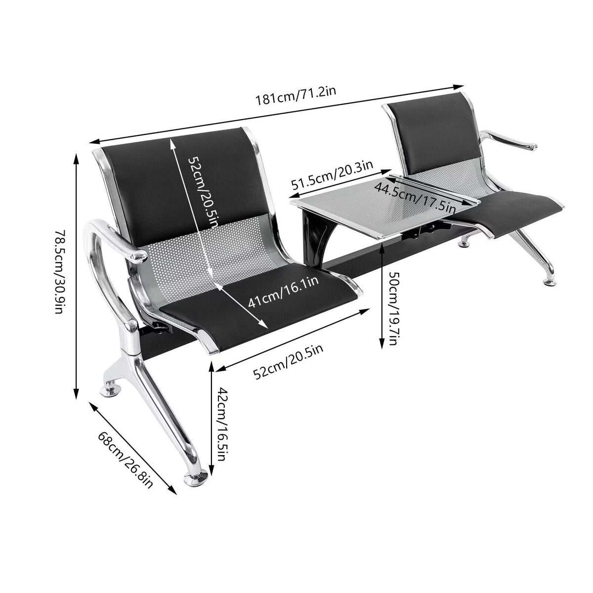 2-Seat Waiting Room Chair with Table V227