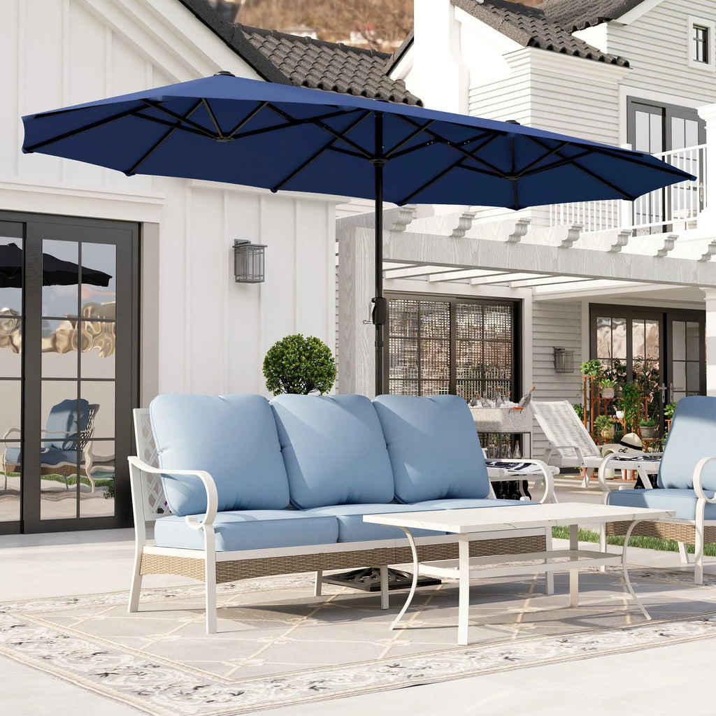 13x6.5ft Double-Sided Outdoor Patio Umbrella with Crank Handle, Beige A688