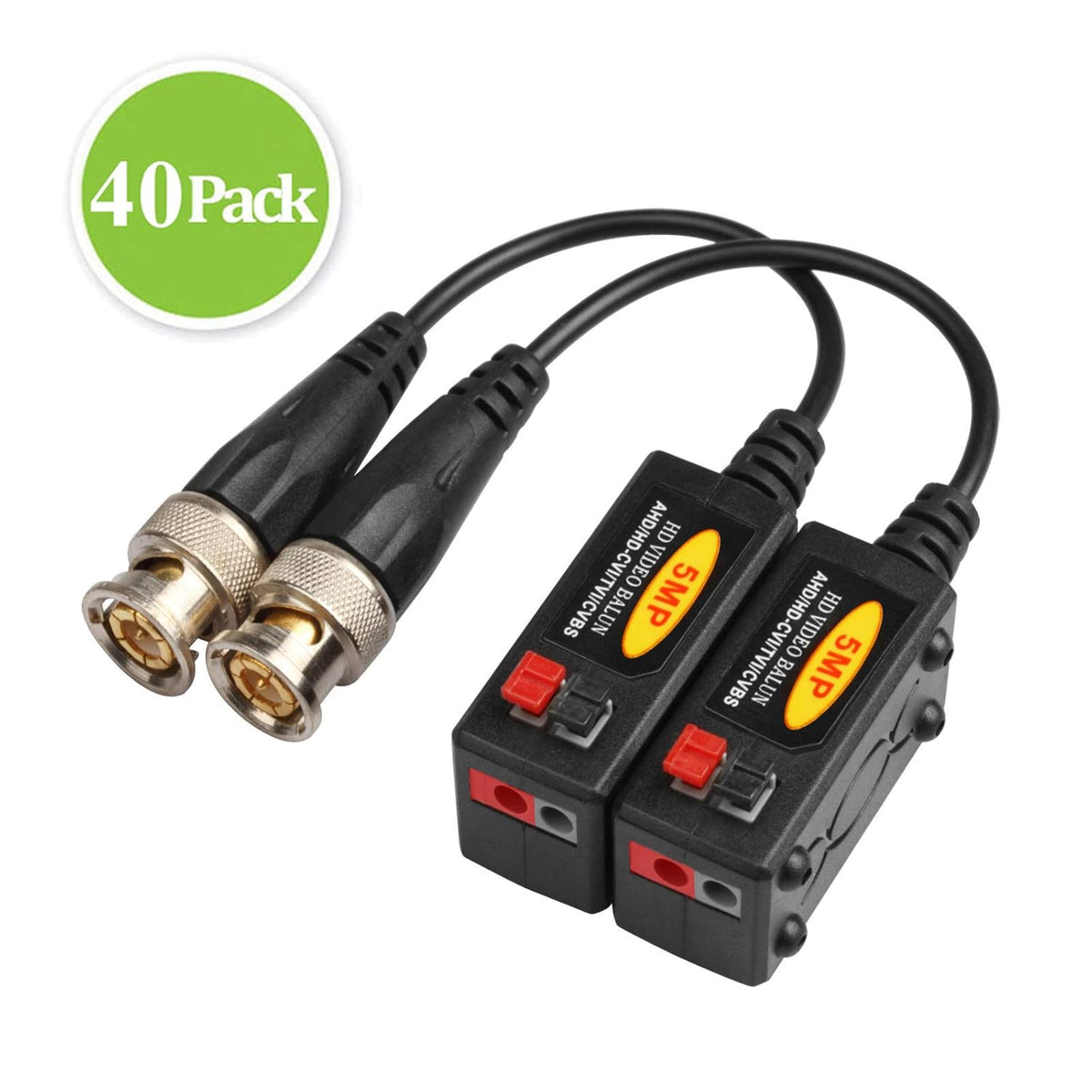 20 Pairs Passive HD BNC Video Balun Transceiver Transmitter AHD/TVI/CVI/CVBS Cable Connectors for CCTV Security Cameras I3575