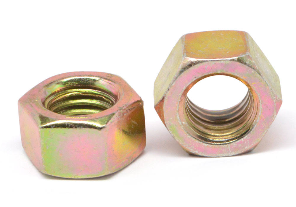 9/16x22-12 Coarse Thread Grade 8 Finished Hex Nut Medium Carbon Steel Yellow Zinc Plated Pk 100 W377621