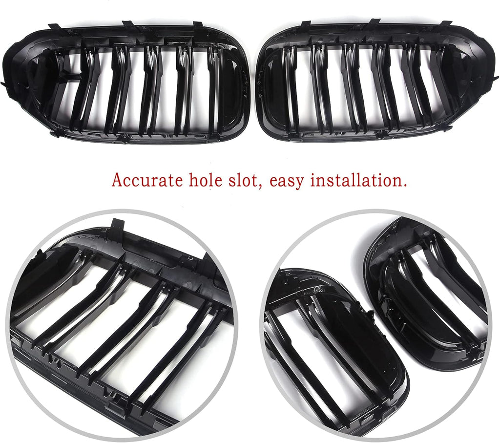 ABS Gloss Black Front Kidney Grille Grill Pack of 2 A345