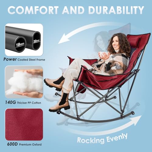 XL Oversized Heated Rocking Camping Chair with 3 Heat Levels J33600