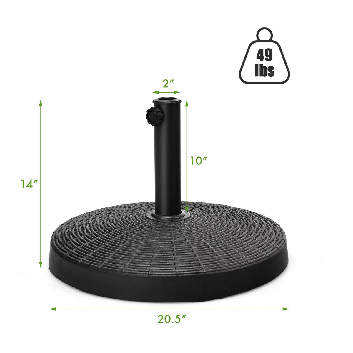 49lbs Round Resin Umbrella Base with Rattan Design V4555