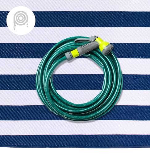 Teal & White 9 x 12 ft Waterproof Reversible Outdoor Camping Rug B67481