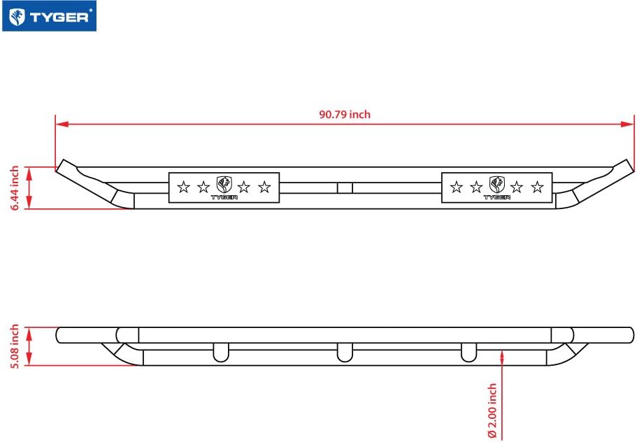 Textured Black Side Step Nerf Bars Running Boards W118