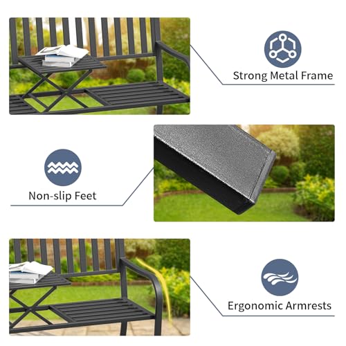 Outdoor Bench with Small Table V9654