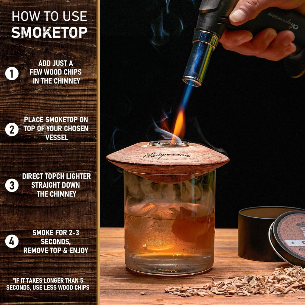 Whiskey Smoker Cocktail Smoker Kit with Torch, Three Kinds of Wood Chips C3902