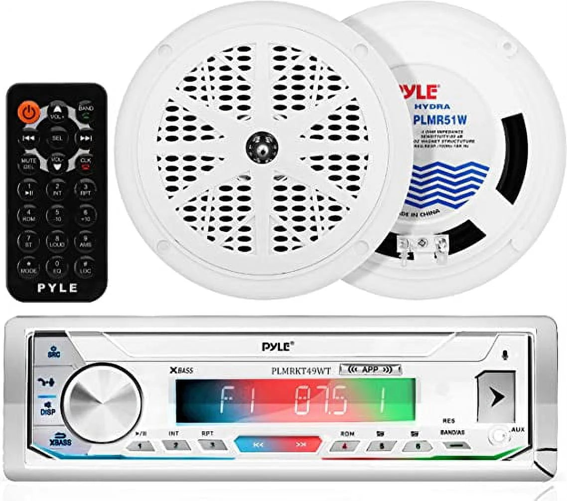 White Marine Receiver Stereo System with 5.25 Inch Speakers S310