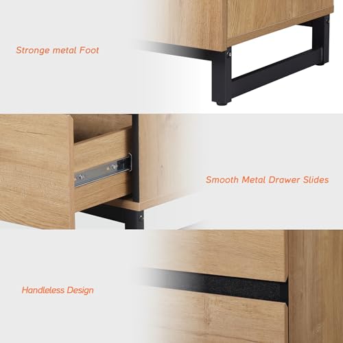 Brown Buffet Cabinet with 3 Drawers and Metal Base M867