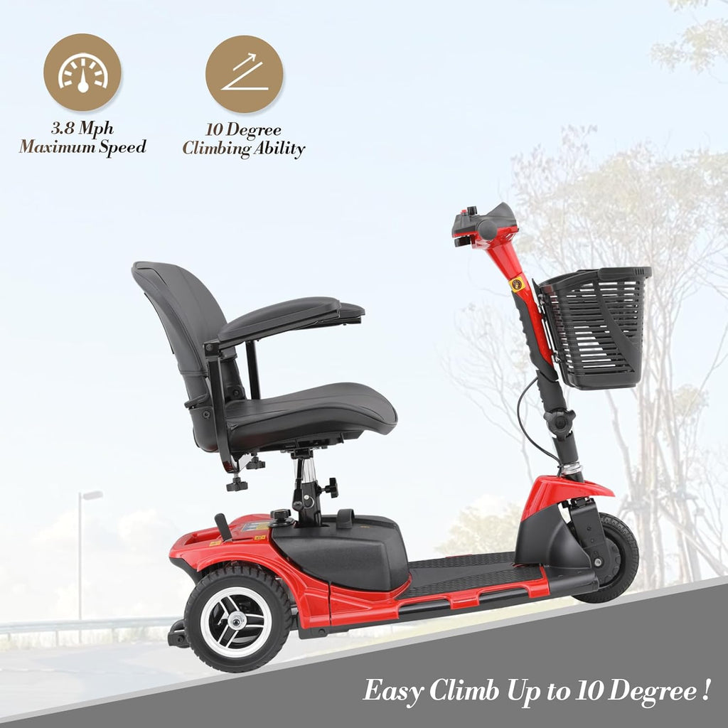 Red 3 Wheel Foldable Mobility Scooter with Seat X8633