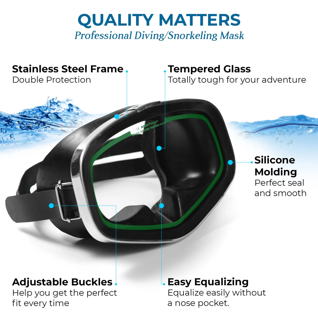 Tempered Glass Adjustable Silicone Snorkel Mask D92359